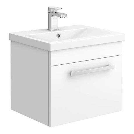 Nova 500mm Mid-Edge Basin Wall Hung High Gloss White Vanity Unit 1 Nova 500mm Mid-Edge Basin Wall Hung High Gloss White Vanity Unit