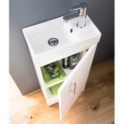 Nuie - Minimalist Compact Floor Standing Basin Unit W400 x D222mm - Gloss White - NVX192 5 Nuie - Minimalist Compact Floor Standing Basin Unit W400 x D222mm - Gloss White - NVX192 -White Bathroom Furniture Shop NVX192 d2 460