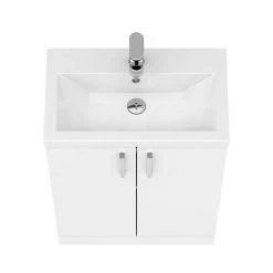 Pallas 600 Modern Gloss White Floor Standing Vanity Unit -White Bathroom Furniture Shop PAL027E nw d5 460