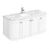 Period Bathroom Co. 1220mm Curved Wall Hung Vanity with White Marble Basin Top - White