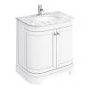 Period Bathroom Co. 820mm Curved Vanity Unit with White Marble Basin Top - White