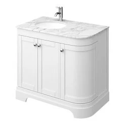 Period Bathroom Co. 920mm LH Offset Vanity Unit with White Marble Basin Top - White
