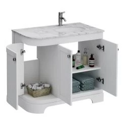 Period Bathroom Co. 920mm RH Offset Vanity Unit with White Marble Basin Top - White -White Bathroom Furniture Shop PBC9WTCRVMRH d2 460