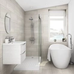 Monza White Ash 600mm Wide Wall Mounted Vanity Unit -White Bathroom Furniture Shop RWA600WM d4 460