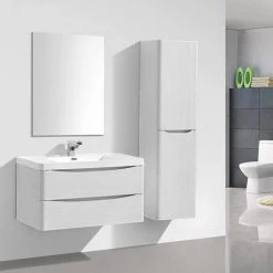 Monza White Ash 900mm Wide Wall Mounted Vanity Unit -White Bathroom Furniture Shop Ronda White Ash 900mm Wall Mounted Vanity Unit d2 460