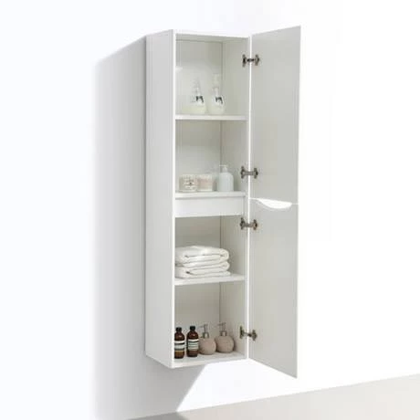 Monza White Ash Tall Wall Hung Storage Unit - 1500mm High 2 Monza White Ash Tall Wall Hung Storage Unit - 1500mm High - Image 2
