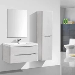 Monza White Ash Tall Wall Hung Storage Unit - 1500mm High 8 Monza White Ash Tall Wall Hung Storage Unit - 1500mm High -White Bathroom Furniture Shop Ronda White Ash Tall Wall Hung Storage Unit 1500mm d1 460