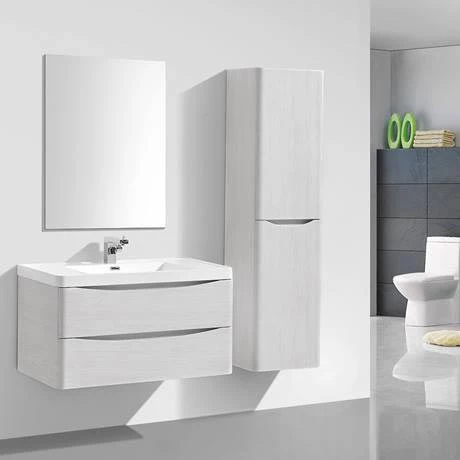 Monza White Ash Tall Wall Hung Storage Unit - 1500mm High 4 Monza White Ash Tall Wall Hung Storage Unit - 1500mm High - Image 4