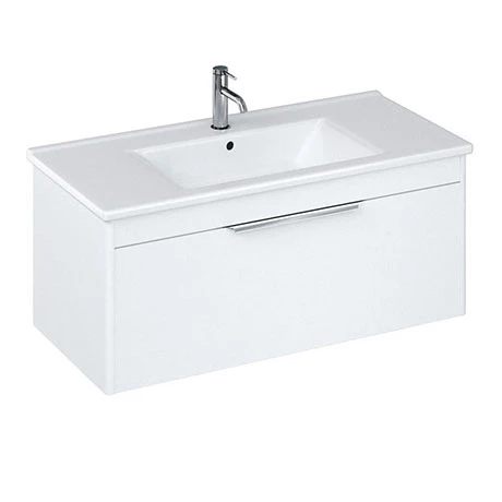 Britton Shoreditch 1000mm Wall-Hung Single Drawer Vanity Unit - Matt White 1 Britton Shoreditch 1000mm Wall-Hung Single Drawer Vanity Unit - Matt White