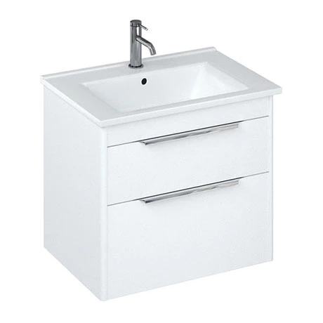 Britton Shoreditch 650mm Wall-Hung Double Drawer Vanity Unit with Chrome Handles - Matt White 1 Britton Shoreditch 650mm Wall-Hung Double Drawer Vanity Unit with Chrome Handles - Matt White
