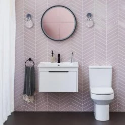 Britton Shoreditch 650mm Wall-Hung Single Drawer Vanity Unit with Black Handle - Matt White -White Bathroom Furniture Shop S65SDWSQBL nd2 460