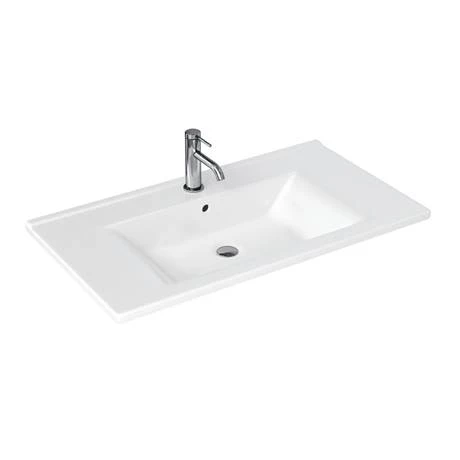 Britton Shoreditch 850mm Wall-Hung Double Drawer Vanity Unit with Chrome Handles - Matt White 2 Britton Shoreditch 850mm Wall-Hung Double Drawer Vanity Unit with Chrome Handles - Matt White - Image 2