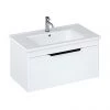 Britton Shoreditch 850mm Wall-Hung Single Drawer Vanity Unit with Black Handle - Matt White