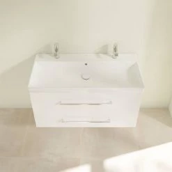 Villeroy and Boch Avento Crystal White 1000mm Wall Hung 2-Drawer Double Vanity Unit 9 Villeroy and Boch Avento Crystal White 1000mm Wall Hung 2-Drawer Double Vanity Unit -White Bathroom Furniture Shop SAVE01B401 D3 460