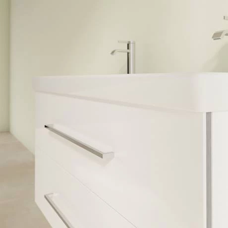 Villeroy and Boch Avento Crystal White 1000mm Wall Hung 2-Drawer Double Vanity Unit 5 Villeroy and Boch Avento Crystal White 1000mm Wall Hung 2-Drawer Double Vanity Unit - Image 5