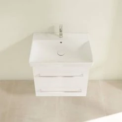 Villeroy and Boch Avento Wall Hung Vanity Unit 580mm - Crystal White - SAVE09B401 -White Bathroom Furniture Shop SAVE09B401 D3 460