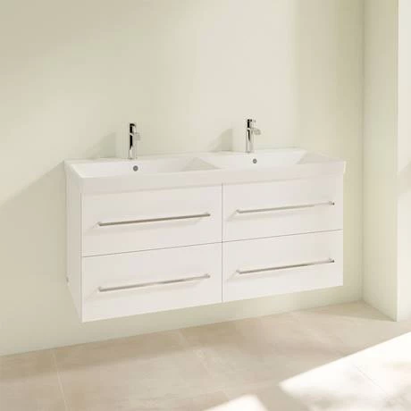 Villeroy and Boch Avento Double Vanity Unit 1180mm - Crystal White - SAVE29B401 2 Villeroy and Boch Avento Double Vanity Unit 1180mm - Crystal White - SAVE29B401 - Image 2