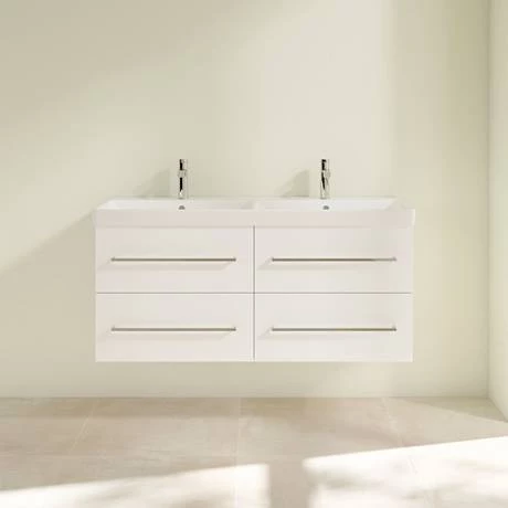 Villeroy and Boch Avento Double Vanity Unit 1180mm - Crystal White - SAVE29B401 3 Villeroy and Boch Avento Double Vanity Unit 1180mm - Crystal White - SAVE29B401 - Image 3