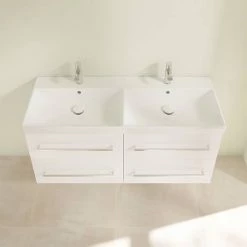 Villeroy and Boch Avento Double Vanity Unit 1180mm - Crystal White - SAVE29B401 9 Villeroy and Boch Avento Double Vanity Unit 1180mm - Crystal White - SAVE29B401 -White Bathroom Furniture Shop SAVE29B401 D3 460