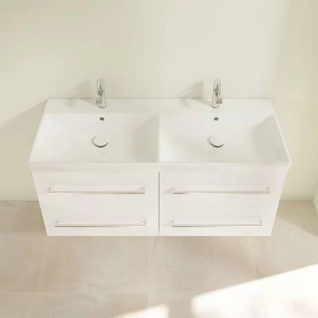 Villeroy and Boch Avento Double Vanity Unit 1180mm - Crystal White - SAVE29B401 4 Villeroy and Boch Avento Double Vanity Unit 1180mm - Crystal White - SAVE29B401 - Image 4