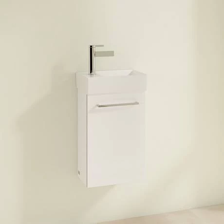 Villeroy and Boch Avento Crystal White 360mm Wall Hung Vanity Unit with Right Bowl Basin 2 Villeroy and Boch Avento Crystal White 360mm Wall Hung Vanity Unit with Right Bowl Basin - Image 2