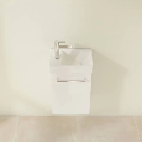 Villeroy and Boch Avento Crystal White 360mm Wall Hung Vanity Unit with Right Bowl Basin 4 Villeroy and Boch Avento Crystal White 360mm Wall Hung Vanity Unit with Right Bowl Basin - Image 4