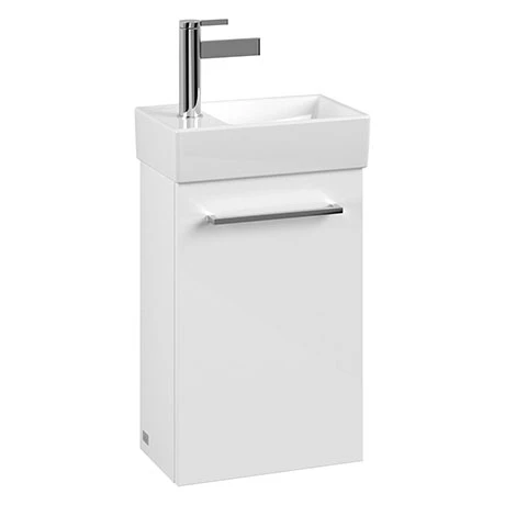 Villeroy and Boch Avento Crystal White 360mm Wall Hung Vanity Unit with Right Bowl Basin 1 Villeroy and Boch Avento Crystal White 360mm Wall Hung Vanity Unit with Right Bowl Basin
