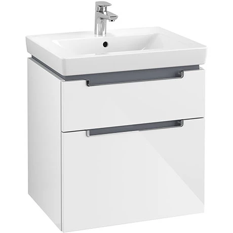 Villeroy and Boch Subway 2.0 Glossy White 600mm Wall Hung 2-Drawer Vanity Unit 1 Villeroy and Boch Subway 2.0 Glossy White 600mm Wall Hung 2-Drawer Vanity Unit