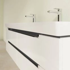 Villeroy and Boch Subway 2.0 Glossy White 1300mm Wall Hung Double Basin Vanity Unit 8 Villeroy and Boch Subway 2.0 Glossy White 1300mm Wall Hung Double Basin Vanity Unit -White Bathroom Furniture Shop SBDB13GW D2 460