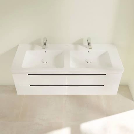 Villeroy and Boch Subway 2.0 Glossy White 1300mm Wall Hung Double Basin Vanity Unit 4 Villeroy and Boch Subway 2.0 Glossy White 1300mm Wall Hung Double Basin Vanity Unit - Image 4