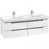 Villeroy and Boch Subway 2.0 Glossy White 1300mm Wall Hung Double Basin Vanity Unit