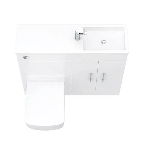 Valencia Slimline Combination Basin & Toilet Unit - White Gloss - (1000 x 305mm) 4 Valencia Slimline Combination Basin & Toilet Unit - White Gloss - (1000 x 305mm) - Image 4