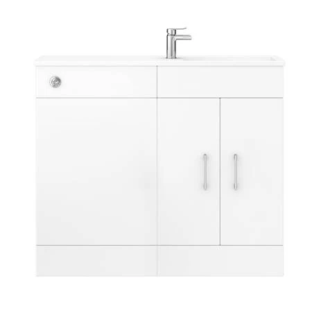 Valencia Slimline Combination Basin & Toilet Unit - White Gloss - (1000 x 305mm) 2 Valencia Slimline Combination Basin & Toilet Unit - White Gloss - (1000 x 305mm) - Image 2