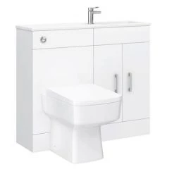 Valencia Slimline Combination Basin & Toilet Unit - White Gloss - (1000 x 305mm) 10 Valencia Slimline Combination Basin & Toilet Unit - White Gloss - (1000 x 305mm) -White Bathroom Furniture Shop SLFP N D4 460