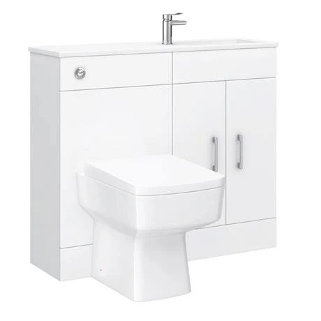 Valencia Slimline Combination Basin & Toilet Unit - White Gloss - (1000 x 305mm) 5 Valencia Slimline Combination Basin & Toilet Unit - White Gloss - (1000 x 305mm) - Image 5