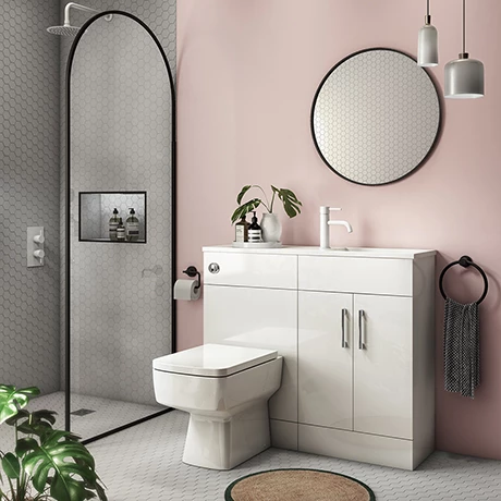 Valencia Slimline Combination Basin & Toilet Unit - White Gloss - (1000 x 305mm) 1 Valencia Slimline Combination Basin & Toilet Unit - White Gloss - (1000 x 305mm)