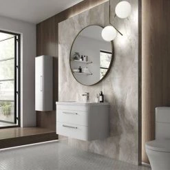 Hudson Reed Solar 800mm Wall Hung Cabinet & Basin - Pure White - SOL104 -White Bathroom Furniture Shop SOL104 d2 460