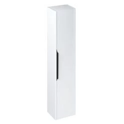Britton Shoreditch Wall-Hung Tall Cabinet with Black Handle - Matt White