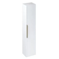 Britton Shoreditch Wall-Hung Tall Cabinet with Brass Handle - Matt White