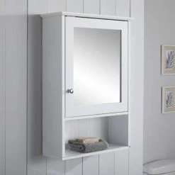Tongue and Groove Bathroom Mirror Cabinet - White 6 Tongue and Groove Bathroom Mirror Cabinet - White -White Bathroom Furniture Shop TG103M d2 460