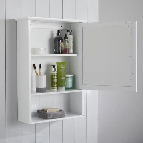 Tongue and Groove Bathroom Mirror Cabinet - White 4 Tongue and Groove Bathroom Mirror Cabinet - White - Image 4