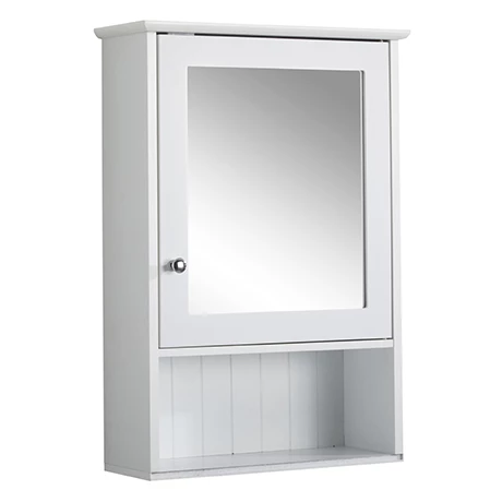 Tongue and Groove Bathroom Mirror Cabinet - White 1 Tongue and Groove Bathroom Mirror Cabinet - White