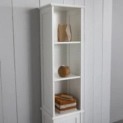 Tongue and Groove Tall Storage Unit - White -White Bathroom Furniture Shop TG108M d2 460