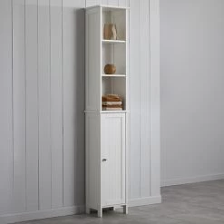Tongue and Groove Tall Storage Unit - White