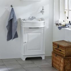 Miller - Traditional 1903 50 Single Door Vanity Unit with Ceramic Basin -White Bathroom Furniture Shop TRAD50RHFS D3 460