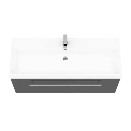 Valencia 1200 Gloss Grey Minimalist Wall Hung Vanity Unit with Chrome Handle 3 Valencia 1200 Gloss Grey Minimalist Wall Hung Vanity Unit with Chrome Handle - Image 3