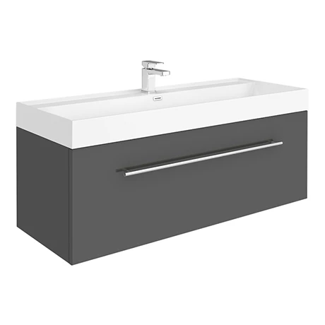 Valencia 1200 Gloss Grey Minimalist Wall Hung Vanity Unit with Chrome Handle 1 Valencia 1200 Gloss Grey Minimalist Wall Hung Vanity Unit with Chrome Handle