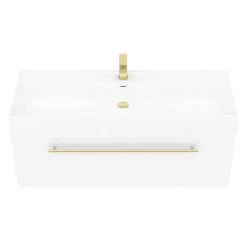 Valencia 1200 Gloss White Minimalist Wall Hung Vanity Unit with Brass Handle 6 Valencia 1200 Gloss White Minimalist Wall Hung Vanity Unit with Brass Handle -White Bathroom Furniture Shop V12WWHBB d2 460