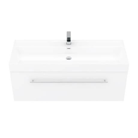 Valencia 1200 Gloss White Minimalist Wall Hung Vanity Unit with Chrome Handle 3 Valencia 1200 Gloss White Minimalist Wall Hung Vanity Unit with Chrome Handle - Image 3