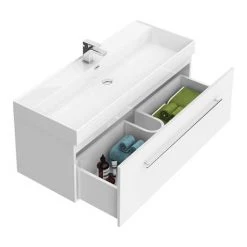 Valencia 1200 Gloss White Minimalist Wall Hung Vanity Unit with Chrome Handle 9 Valencia 1200 Gloss White Minimalist Wall Hung Vanity Unit with Chrome Handle -White Bathroom Furniture Shop V12WWHCH d4 460